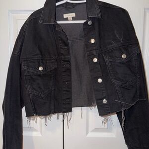 Topshop Black Cropped Denim Jacket